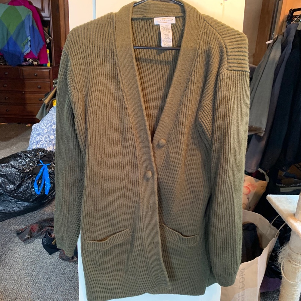 Oversized olive button cardigan (with pockets!)